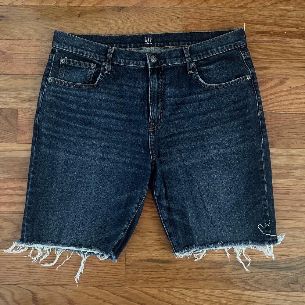 Gap Girlfriend Southport Denim Jorts Cut Off Shorts Dark Indigo 14/32 Classic